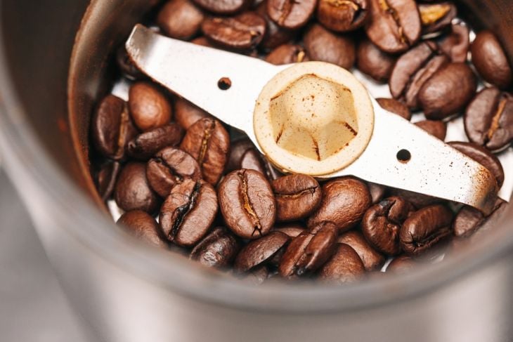 Coffee grinder with beans