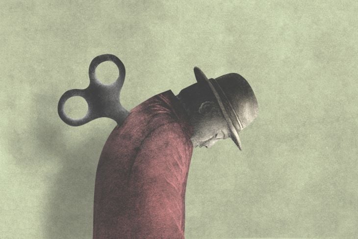Illustration Of Man With A Wind Up Key