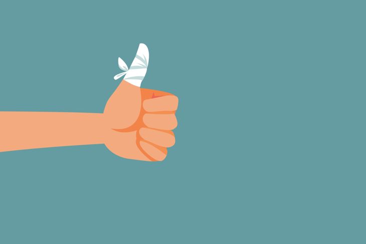 Thumbs up Hand Gesture with Injured Finger