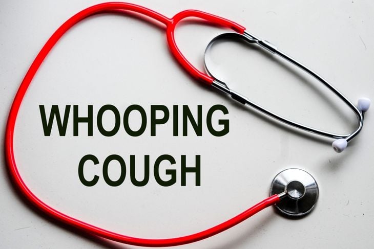 doctors stethoscope and the words whooping cough
