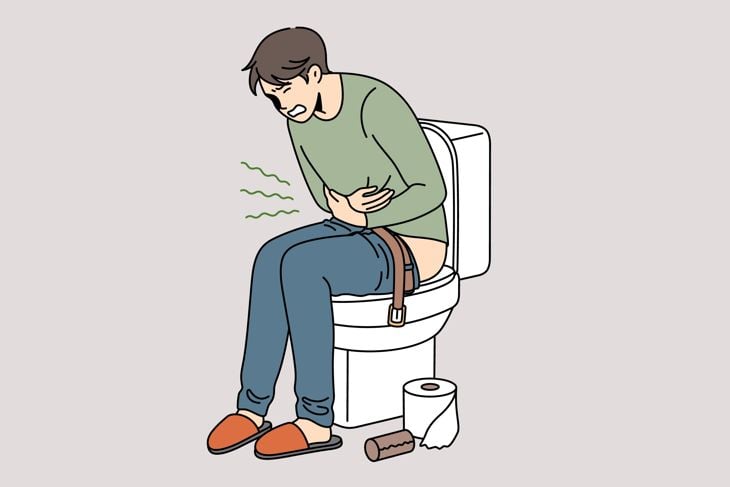 Having problems with stomach and diarrhea concept