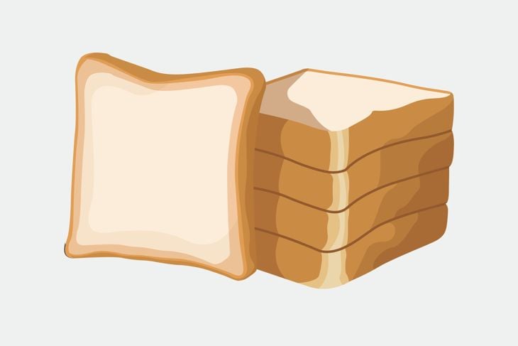 Illustration of Fresh white bread on a grey background