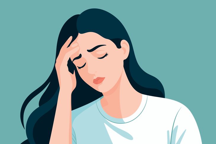woman having headache, migraine