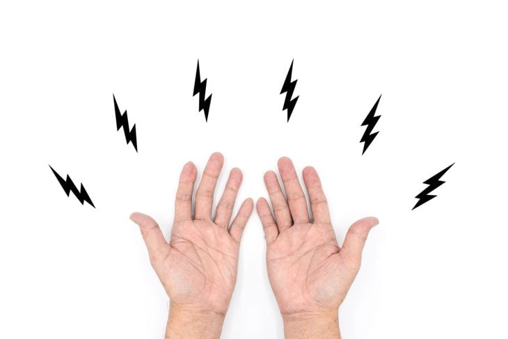 Tingling and numbness in hands of Asian old man 