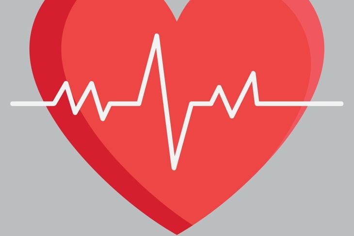 Heart cardio with heartbeat and heart icon
