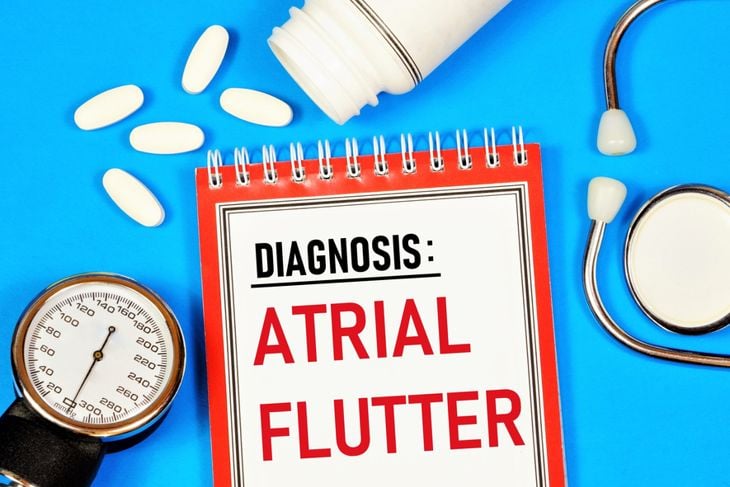 Atrial flutter. Text inscription of the medical diagnosis