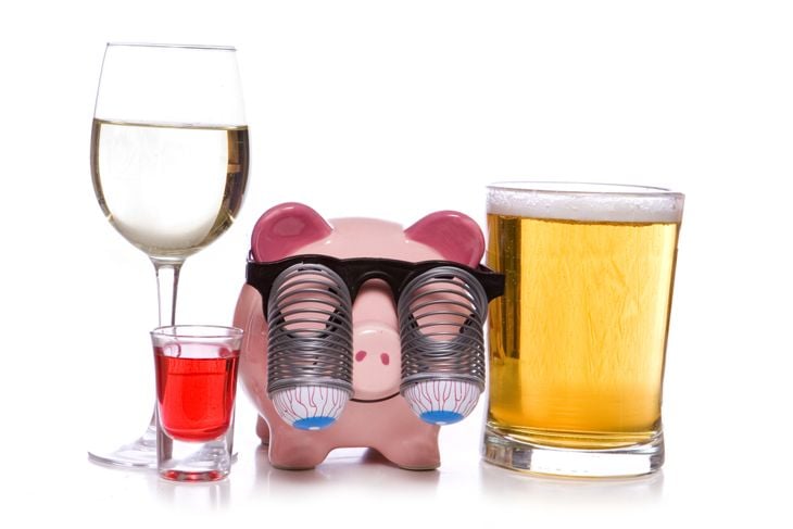 binge drinking on a white background