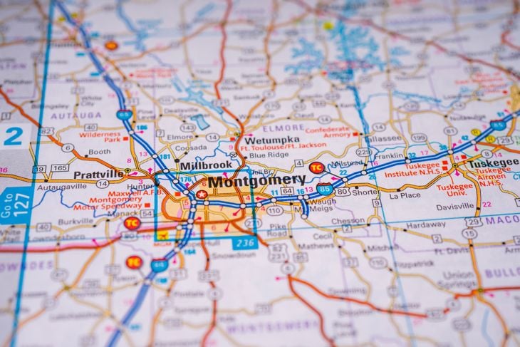 Montgomery on USA map background