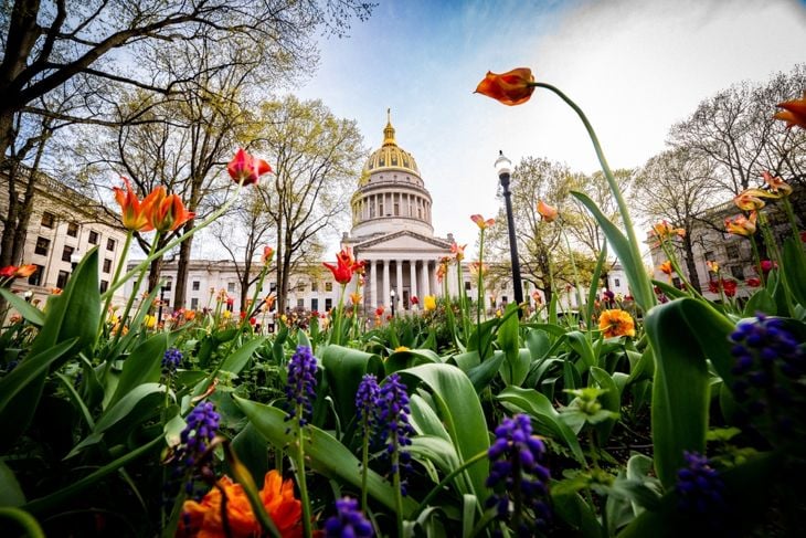 Charleston West Virginia Captiol Building in the Spring