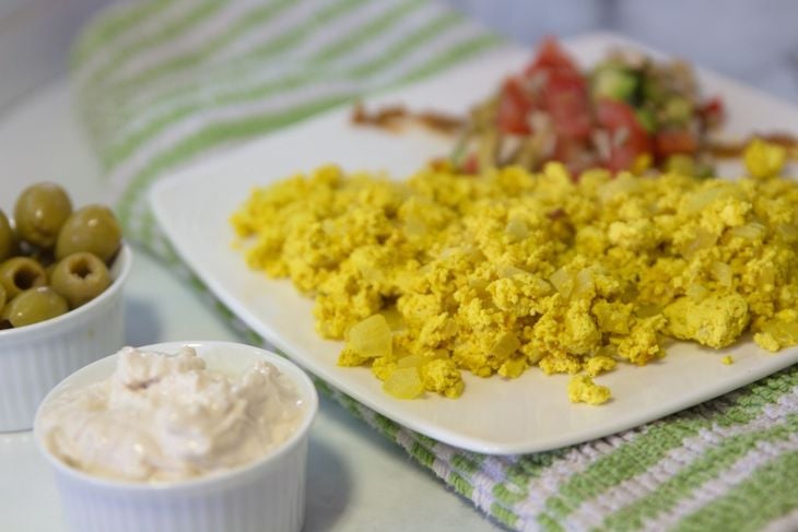 Scrambled tofu egg vegan breakfast
