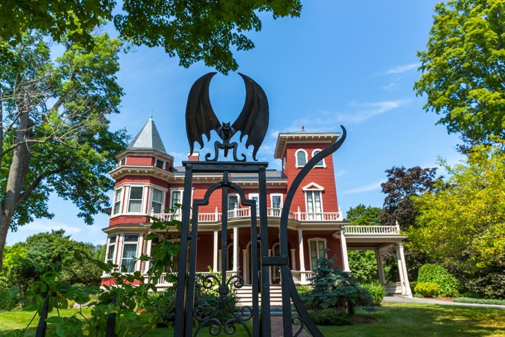 Detail of the gate and house of Stephen King, in Bangor, Maine, USA