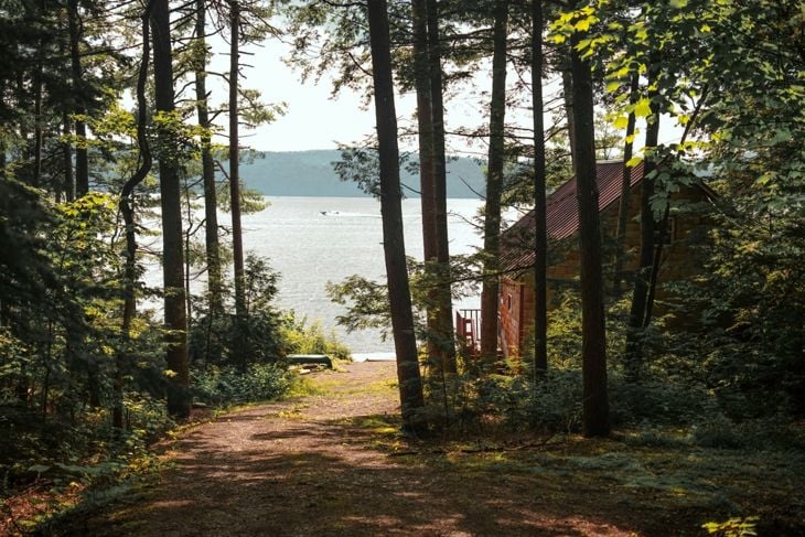 Summer evening at a cabin on the lake in Maine