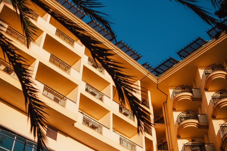 Hotel view, all-inclusive vacation, hotel balconies 