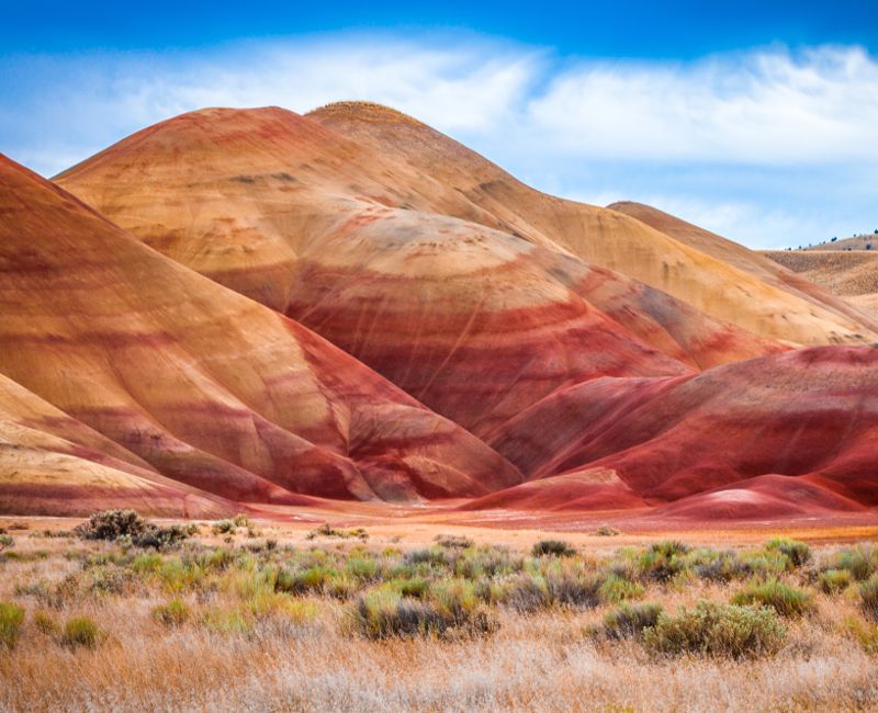 Colorful clay hills in the Painted Hills of Oregon, USA