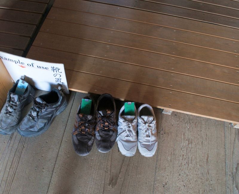 Entrance to Hokkedo where visitors should leave their shoes before entering the Hall. An example is shown at the left side.