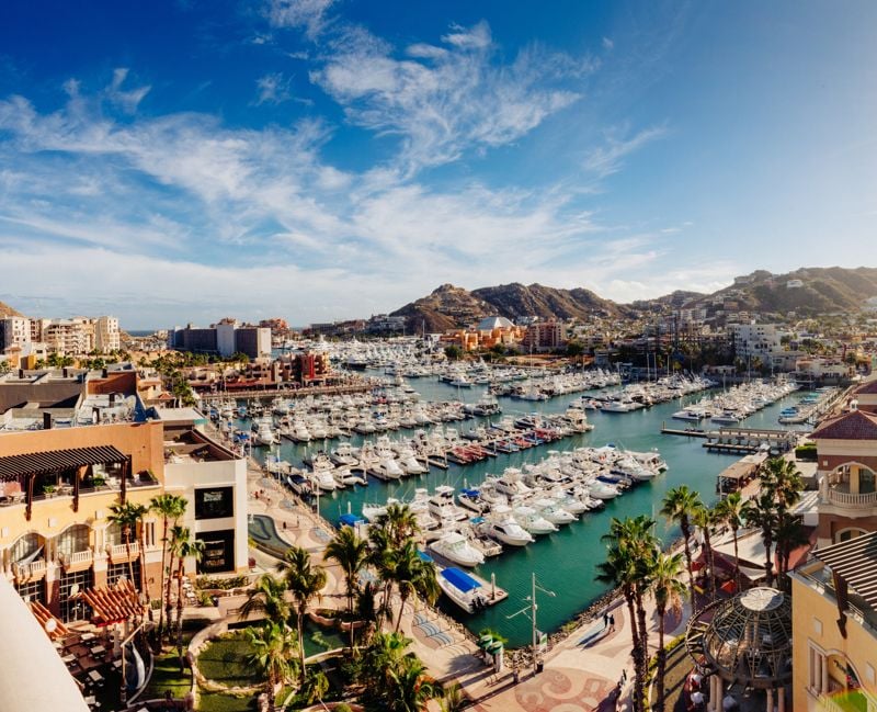 Panoramic Aerial View of Cabo San Lucas in Mexico.