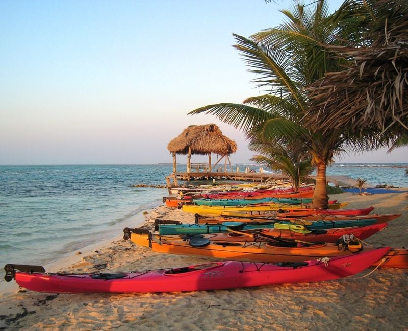 Sunset Kayak in Belize Beach