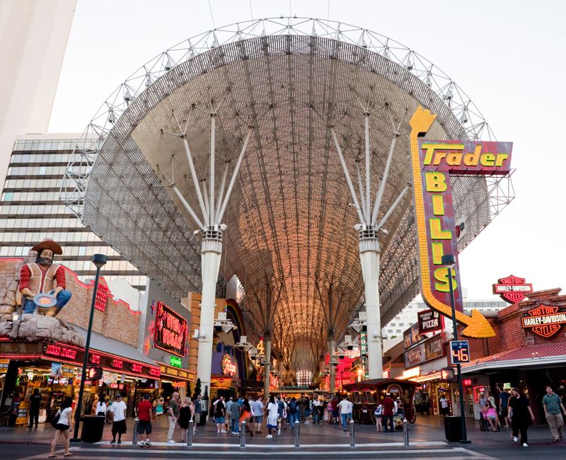 Tourists sight seeing on Fremont Street.