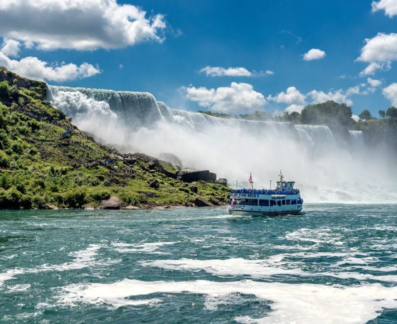 Boat at the foot of Niagara Falls