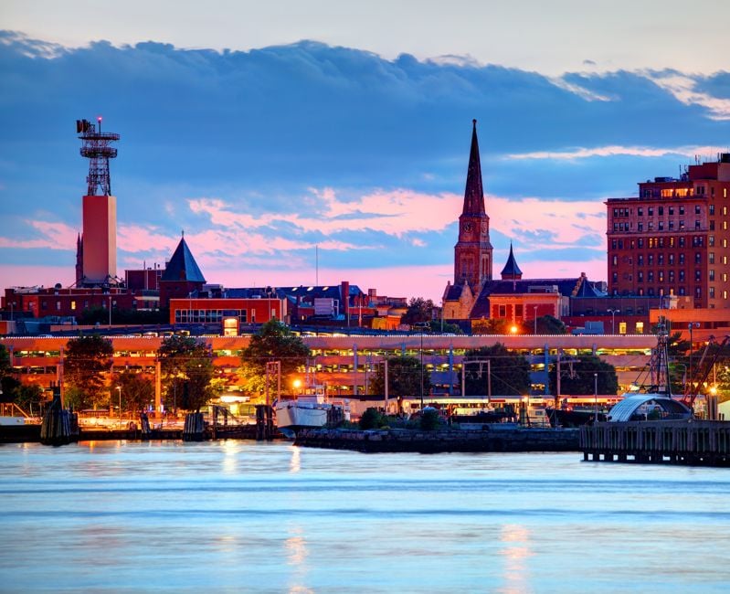New London is a seaport city and a port of entry on the northeast coast of the United States. It is located at the mouth of the Thames River