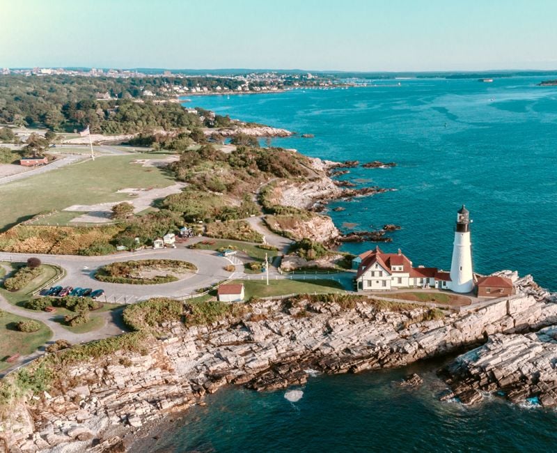 Aerial View Portland Head Lighthouse Maine USA
