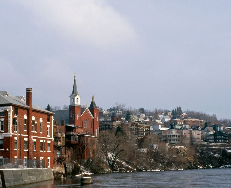 Berlin, New Hampshire on androscoggin river in coos county