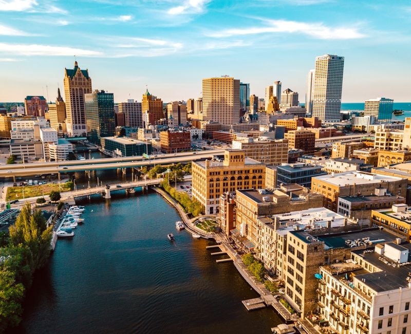 The Milwaukee River and Milwaukee Skyline