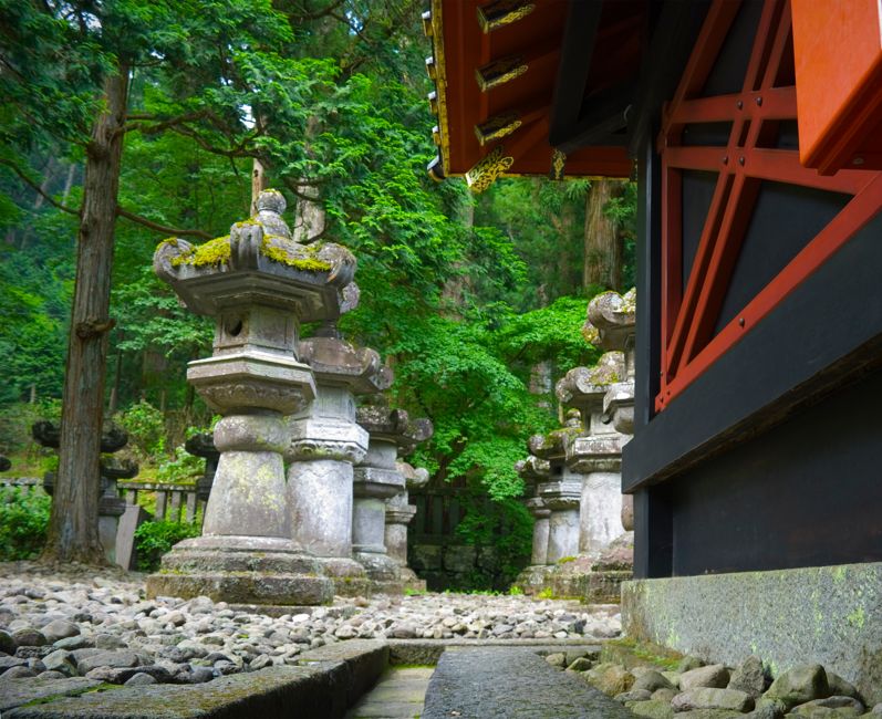 Japanese stone lantern in Nikko, Japan