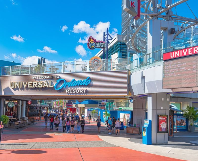 Orlando, Florida USA 1November 03 2021. Welcome to Universal Orlando Resort, entrance sign