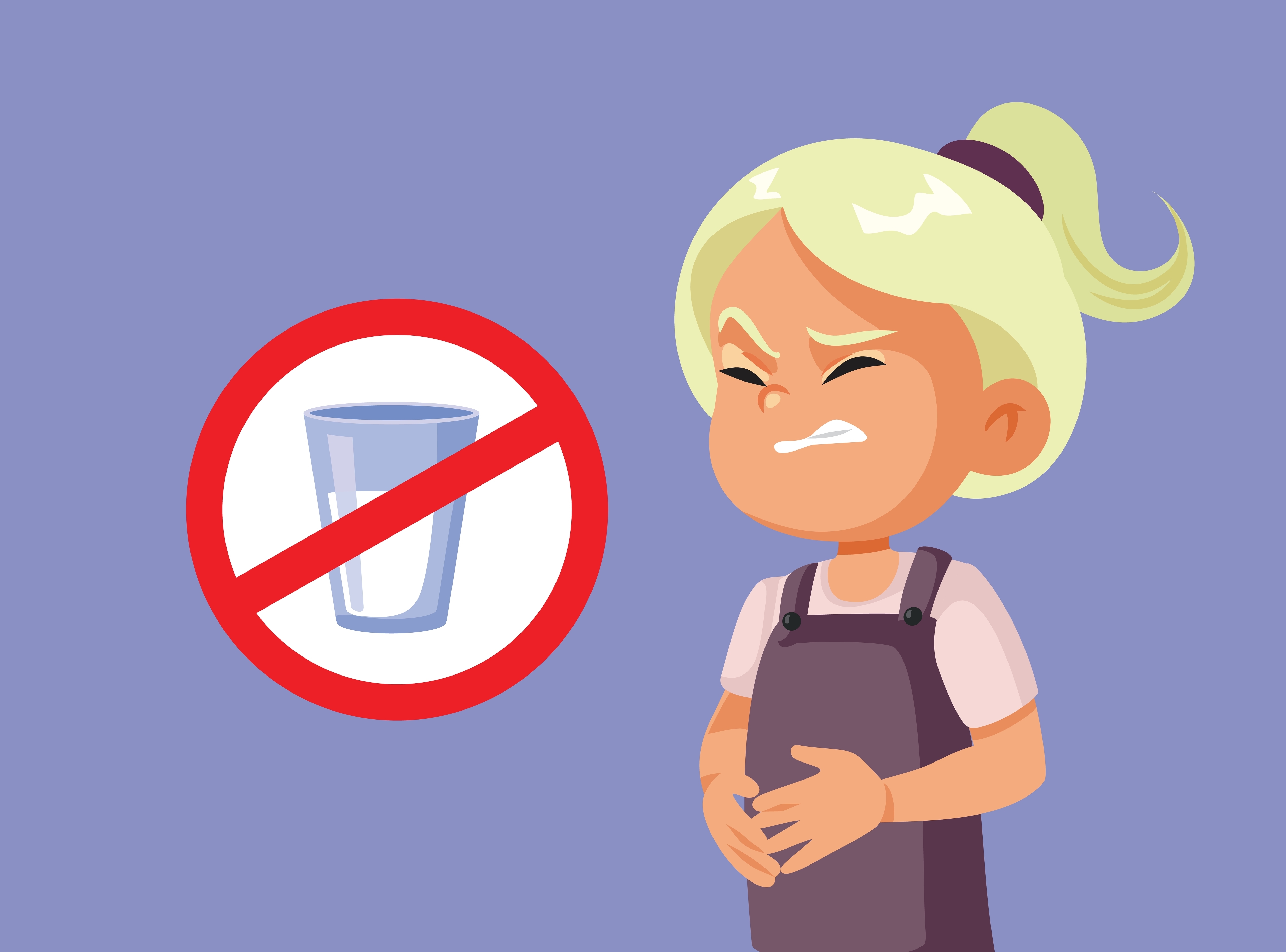 Lactose Intolerant Girl Suffers Bellyache After Milk Glass