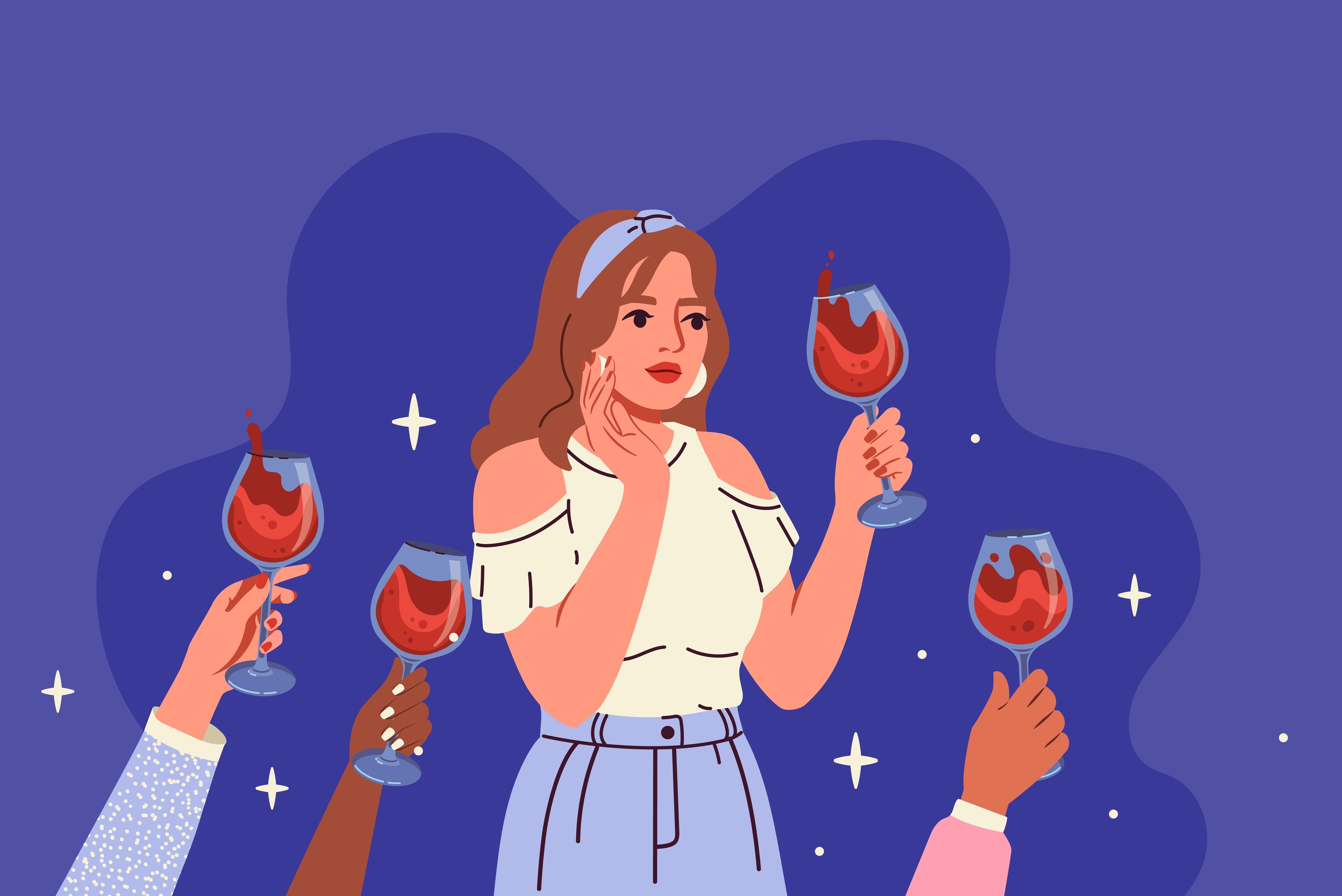 Woman with alcohol at party