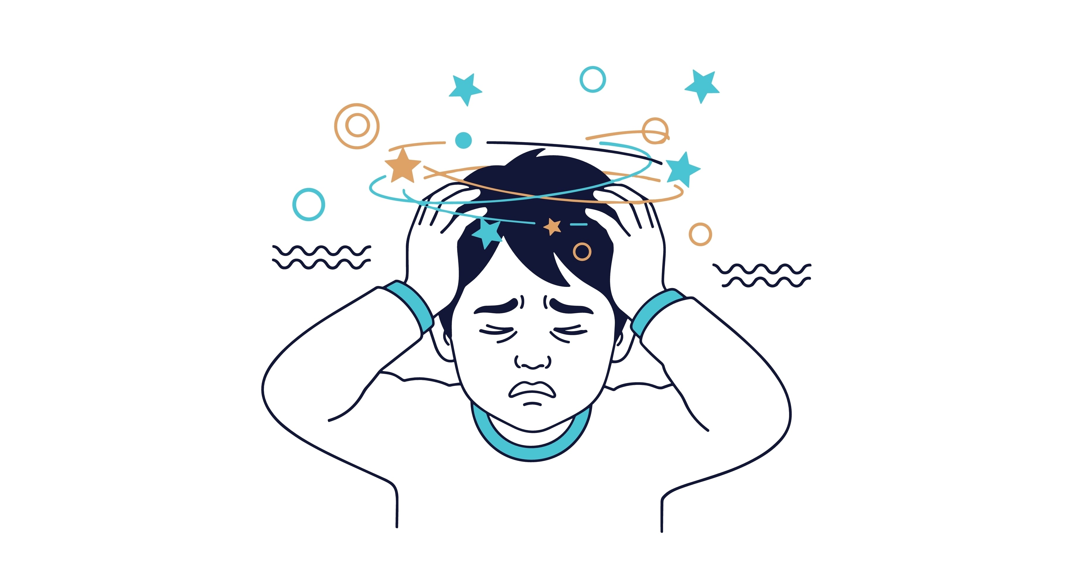 Young Person Experiencing Dizziness and Disorientation with Stars Swirling Around Their Head