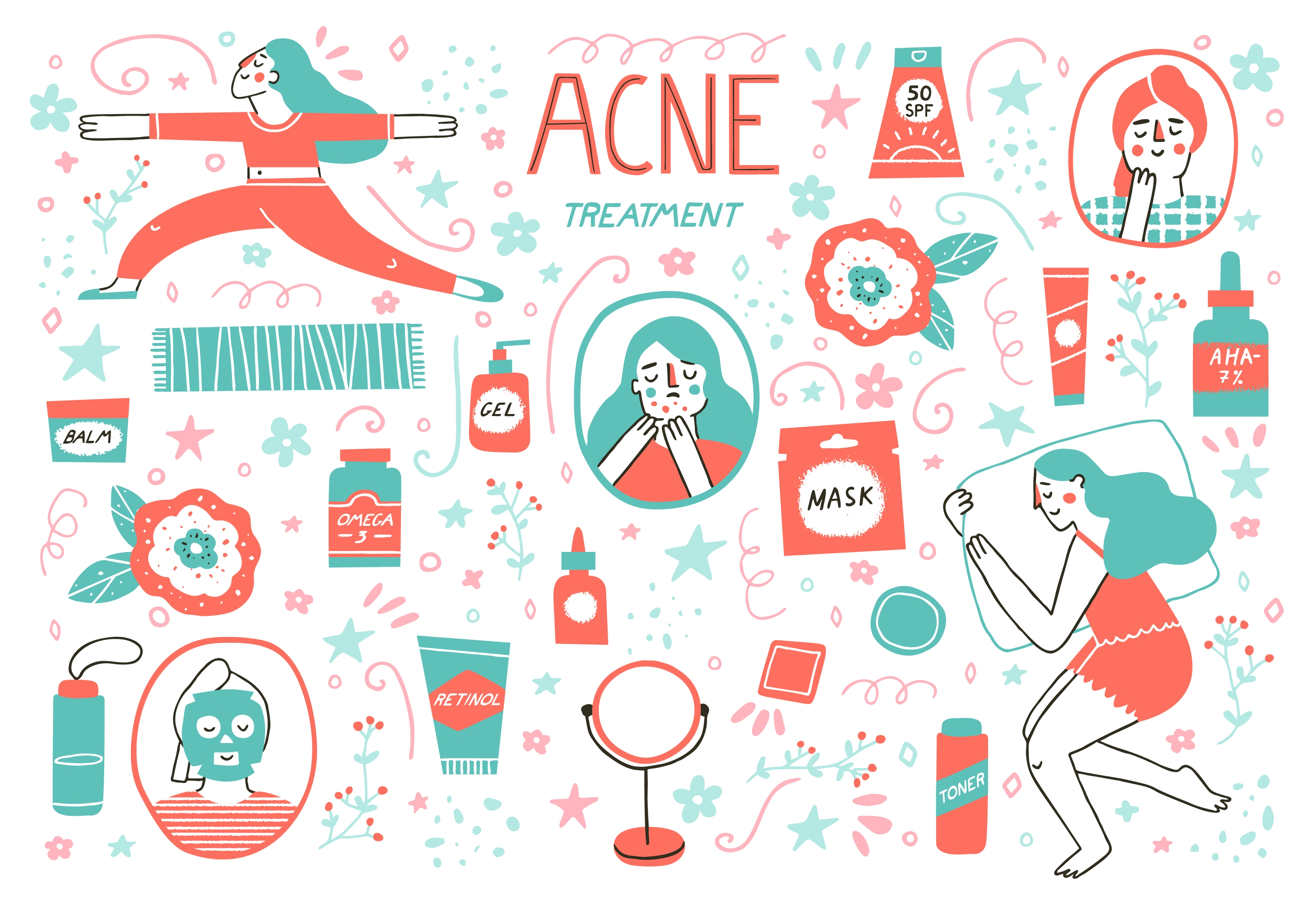 Teen girl doing her routine and rituals as a part of acne treatment