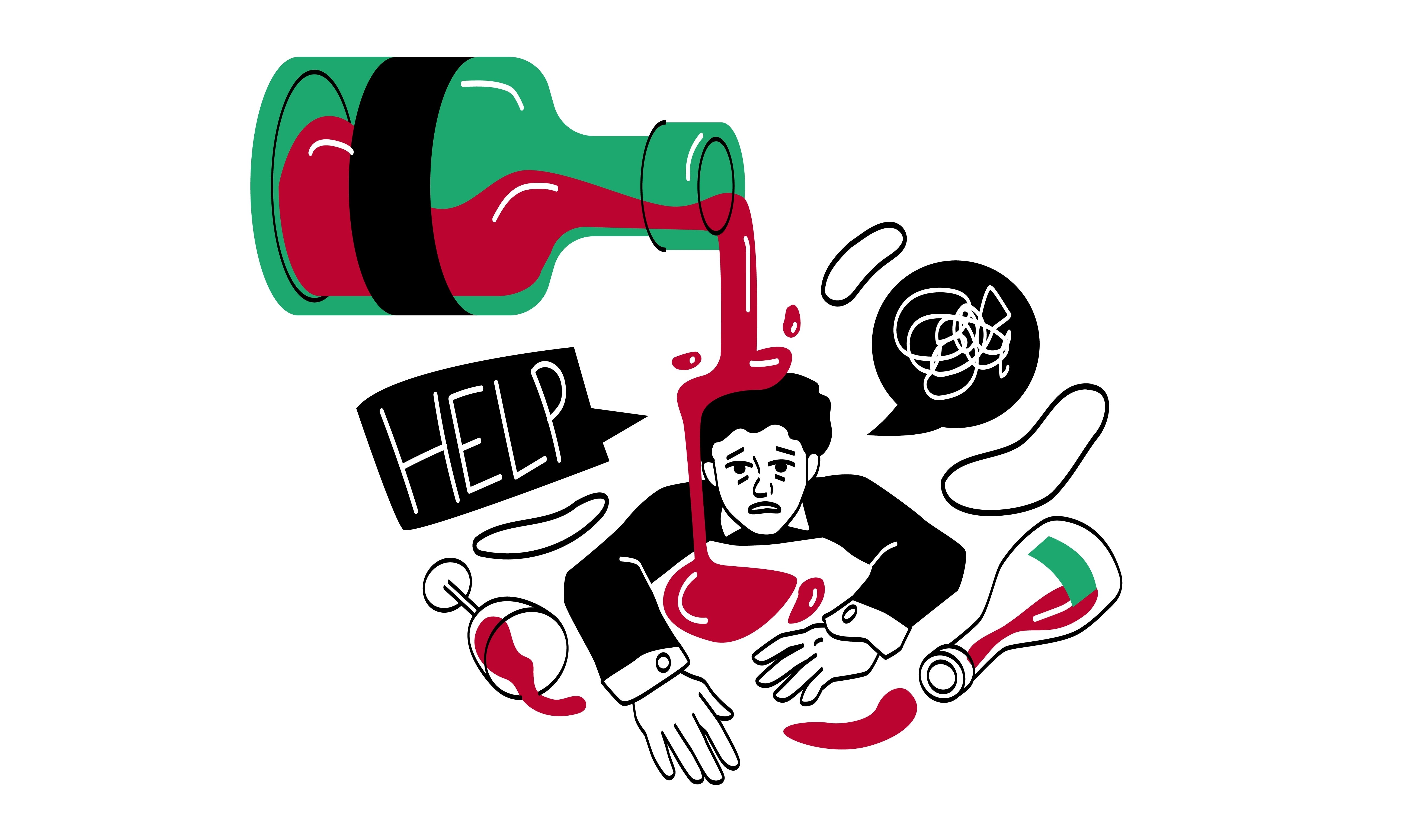 Alcohol abuse and addiction concept