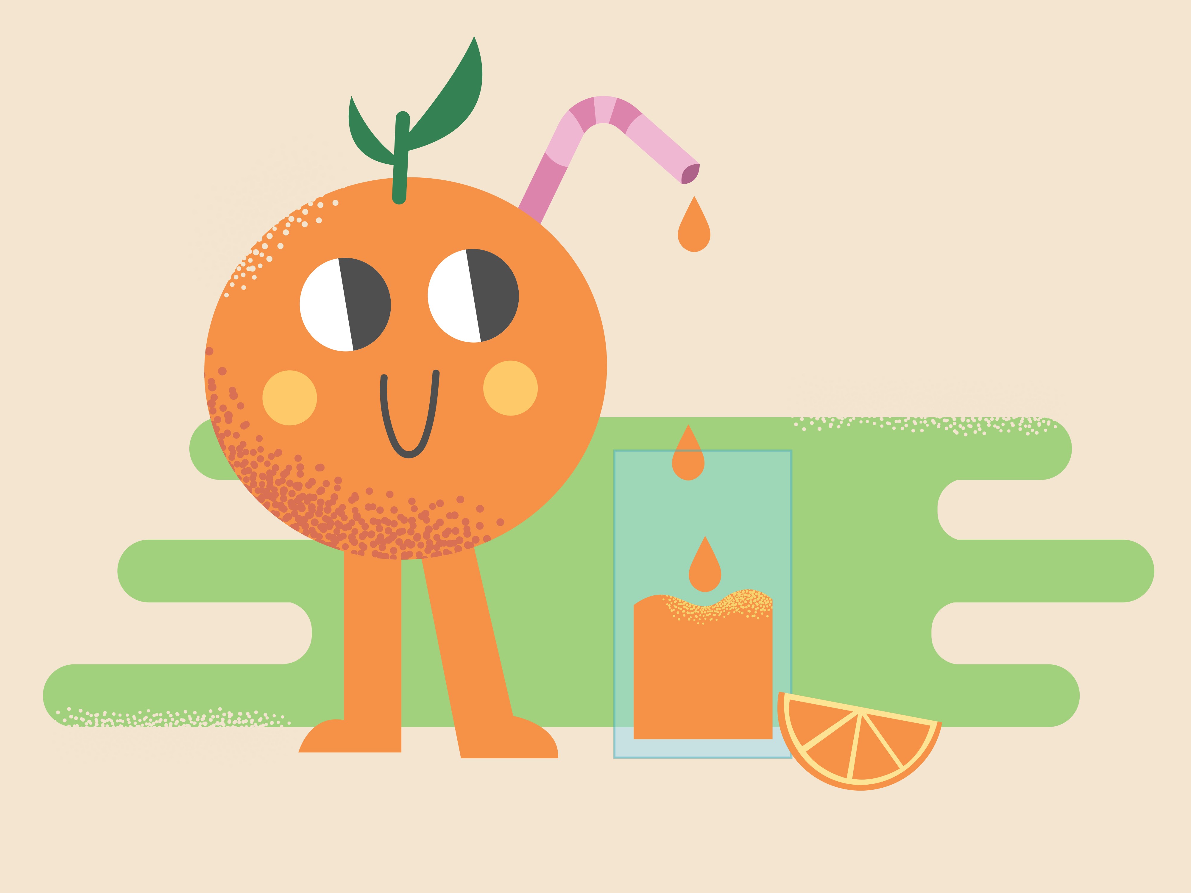 A happy orange is juicing itself
