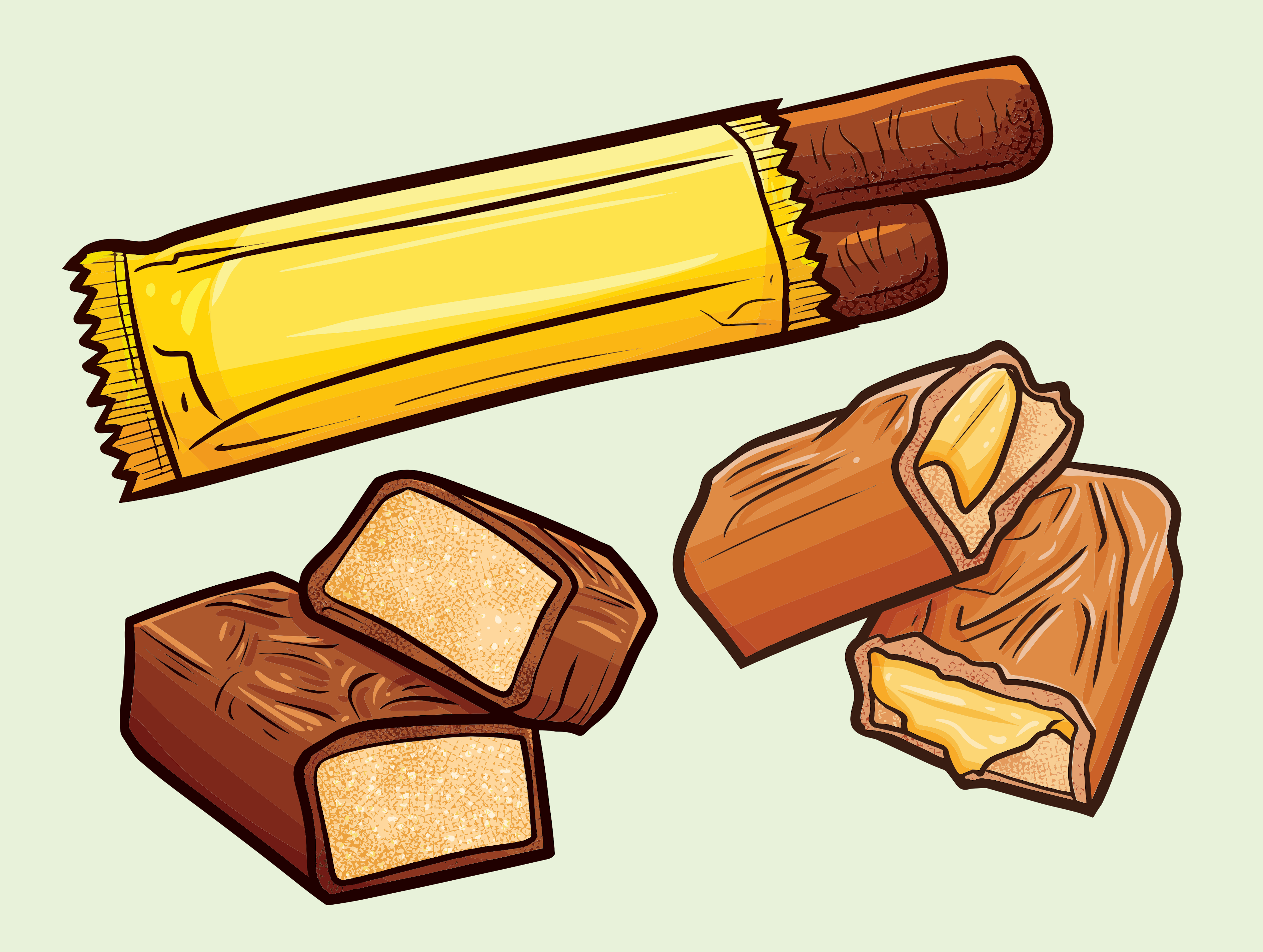 Delicious chocolate bars with creamy, soft centers. vector