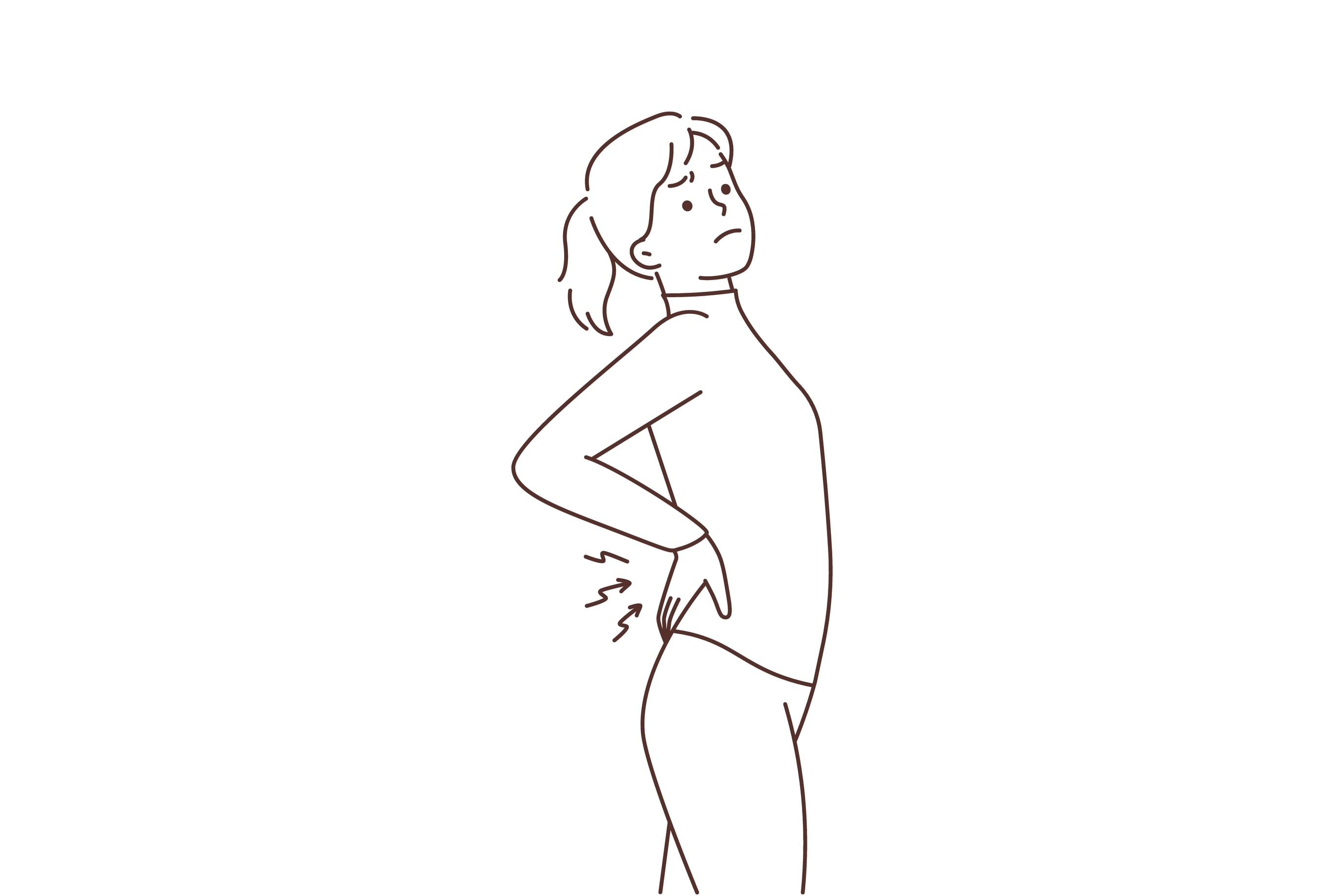 Young woman stretching suffer from backache