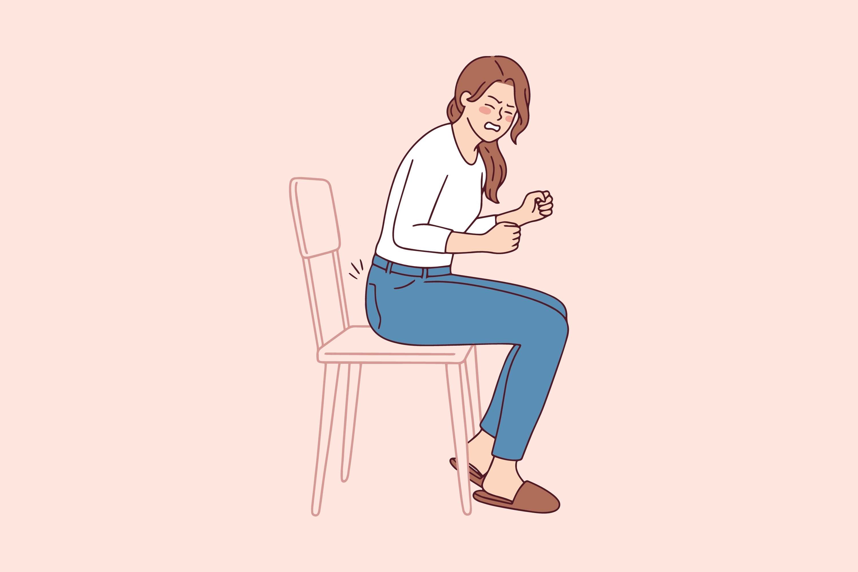 Woman experiencing pain while sitting