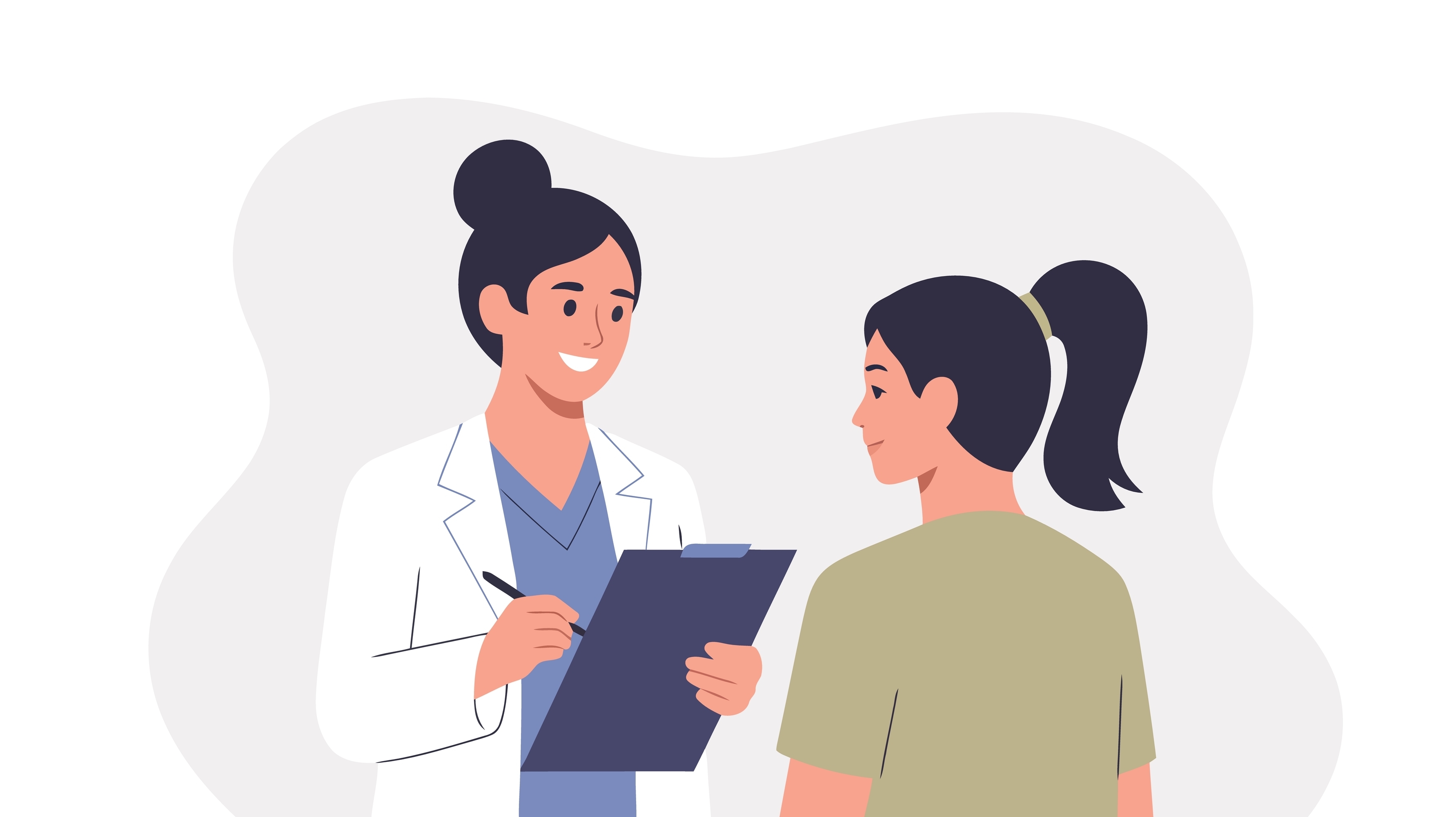 A caring doctor attentively jots down information on a clipboard