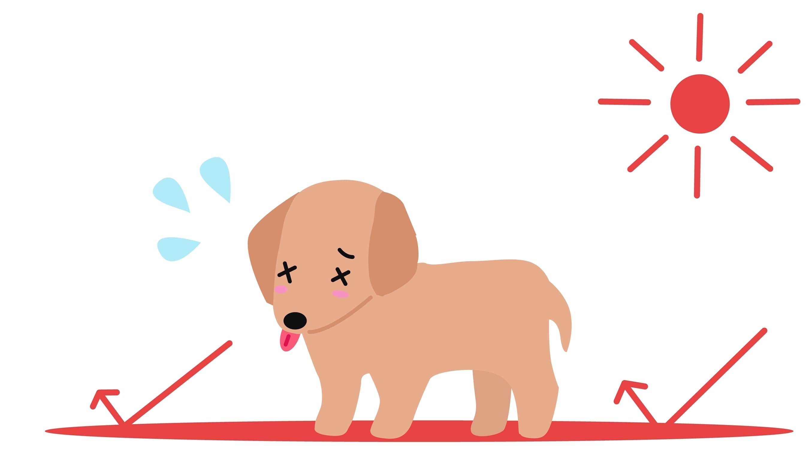 Clip art of dog in trouble of heat stroke