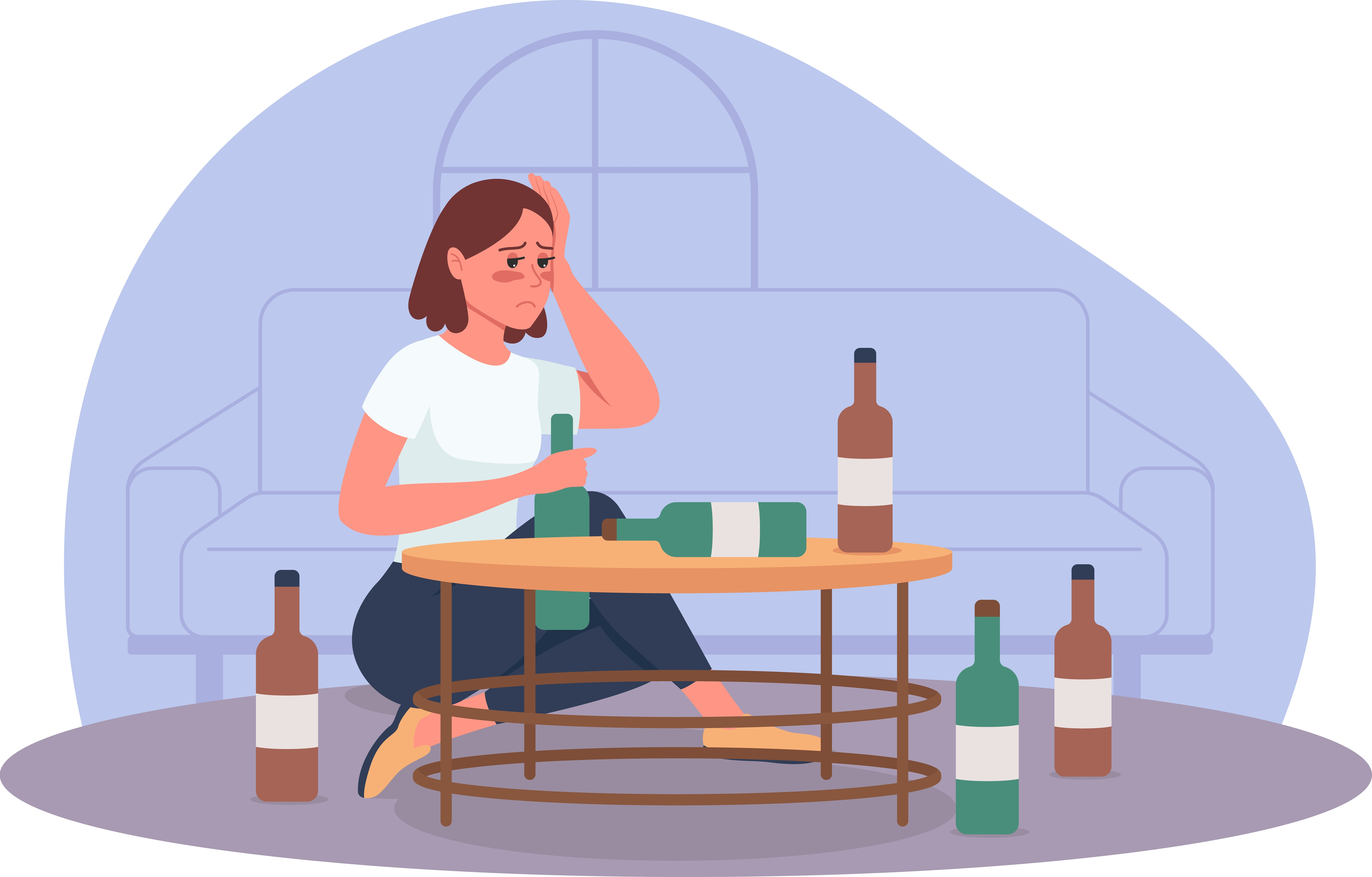 Alcoholism problem 2D vector isolated illustration