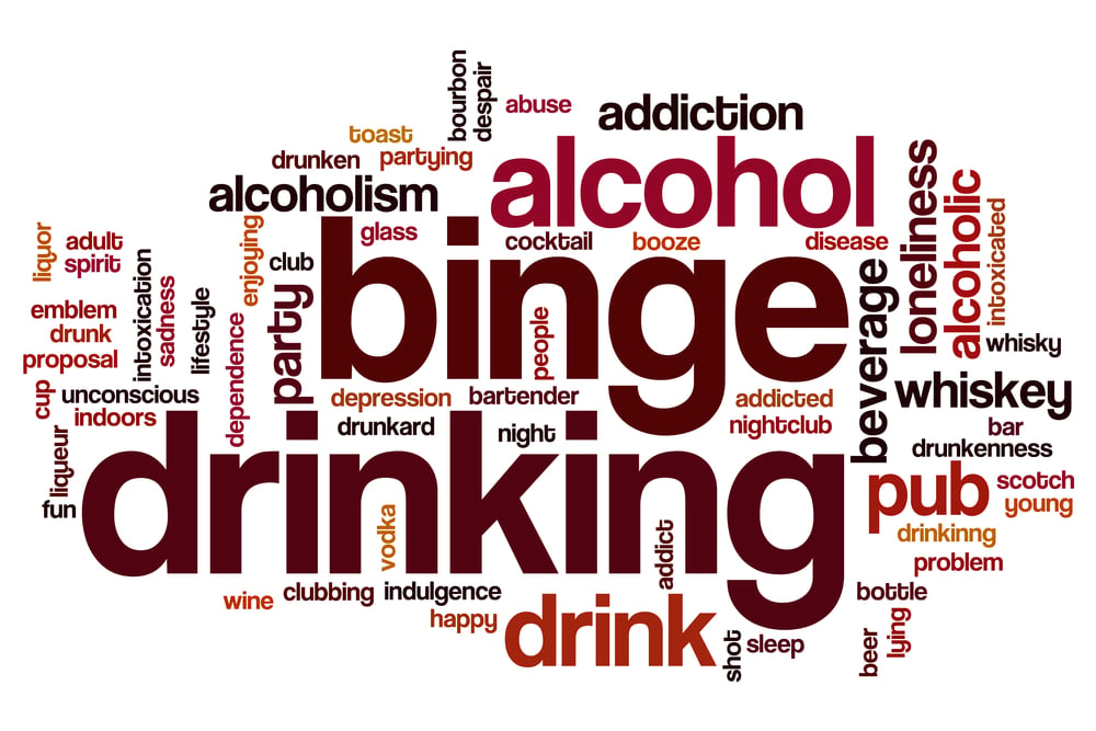 Binge drinking word cloud concept